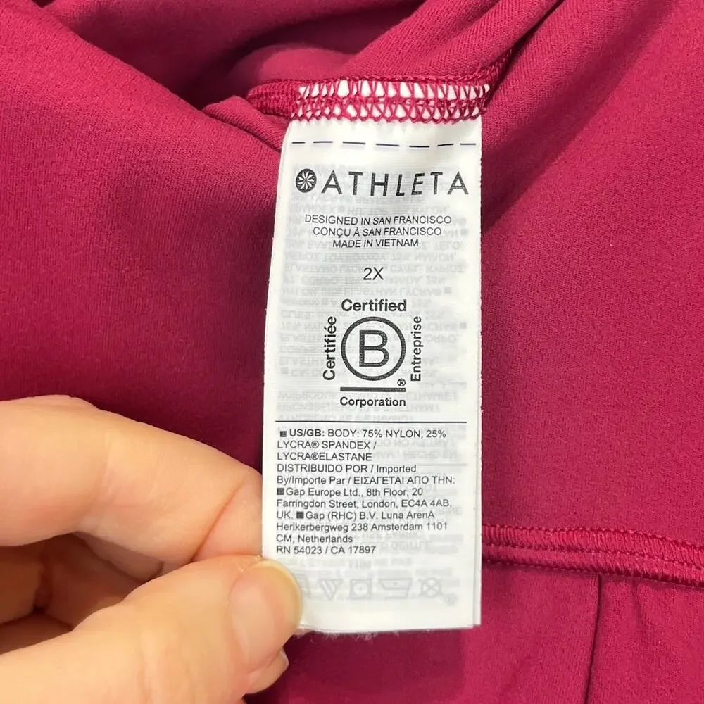 ATHLETA Elation Pants 533562 Pull On Crop Stretch Nylon Berry Red 2X Plus - Picture 8 of 10